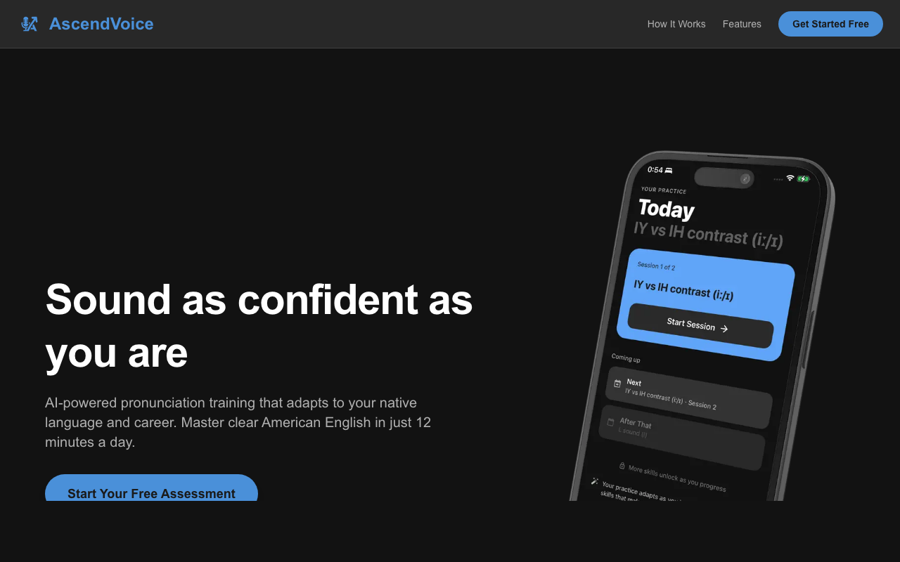 Ascend Voice - AI pronunciation training for non-native English speakers